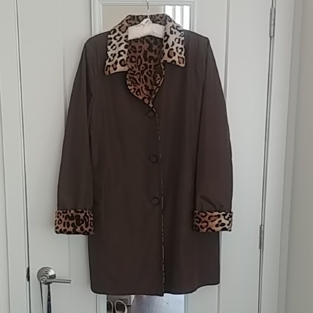 Dennis Basso Reversible Leopard Print Coat